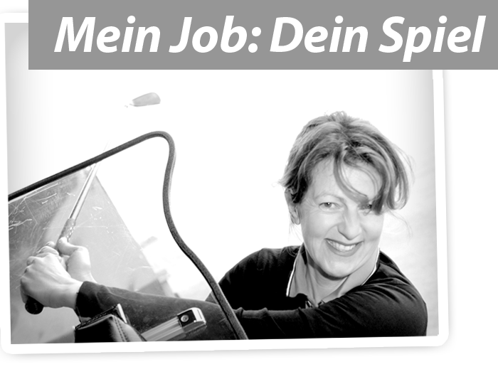 Bild mit Slogan „Mein Job: Dein Spiel“